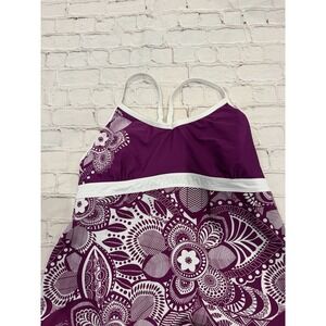 Athleta Shorebreak Swim Dress Size Large Purple White Batik Print